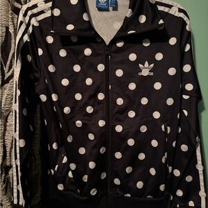 Adidas Women's Black and White Polka Dot Bomber Jacket M NWOT